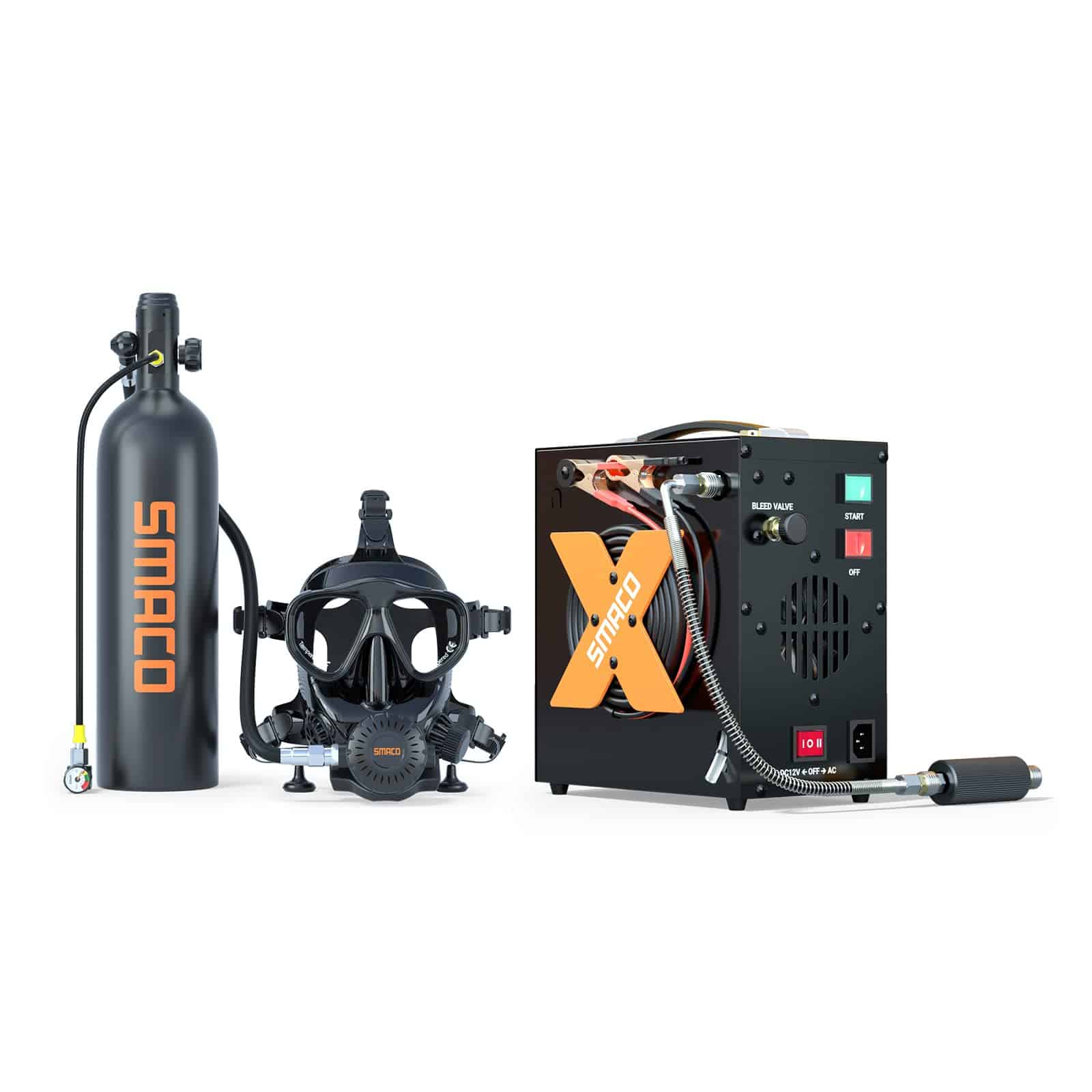 SKU-02-S700 BLACK_Diving Mask_Compressor S700 2L scuba tank with full face diving mask